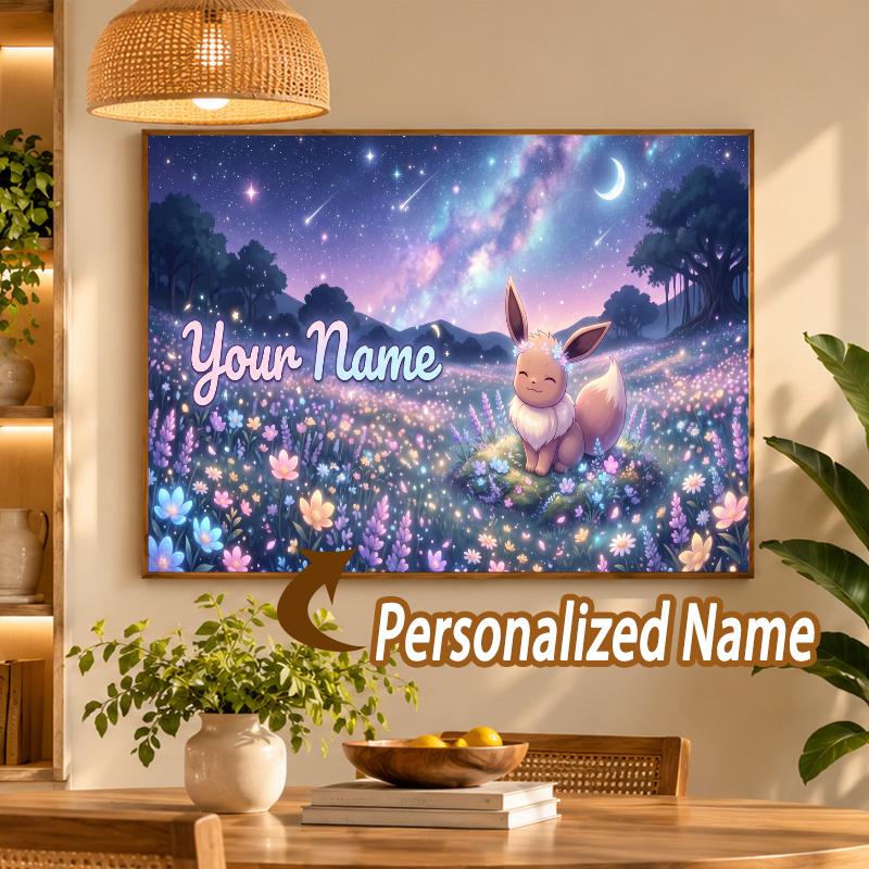 Eevee Custom Name Diamond Painting Personalized 5D Full Drill DIY Diamond Art Home Decor