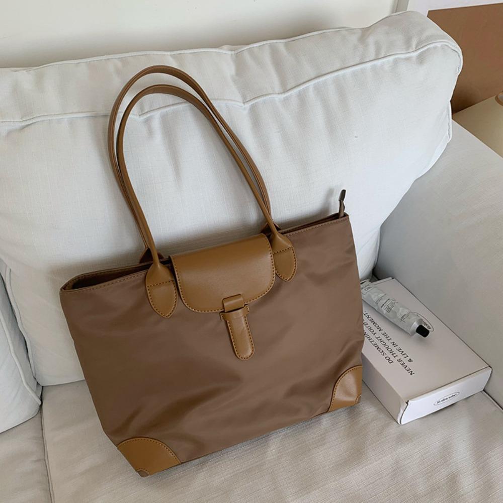 

Lightweight Nylon Shoulder Bag Zipper Handbag Portable Nylon Cloth Tote Bag Women хаки