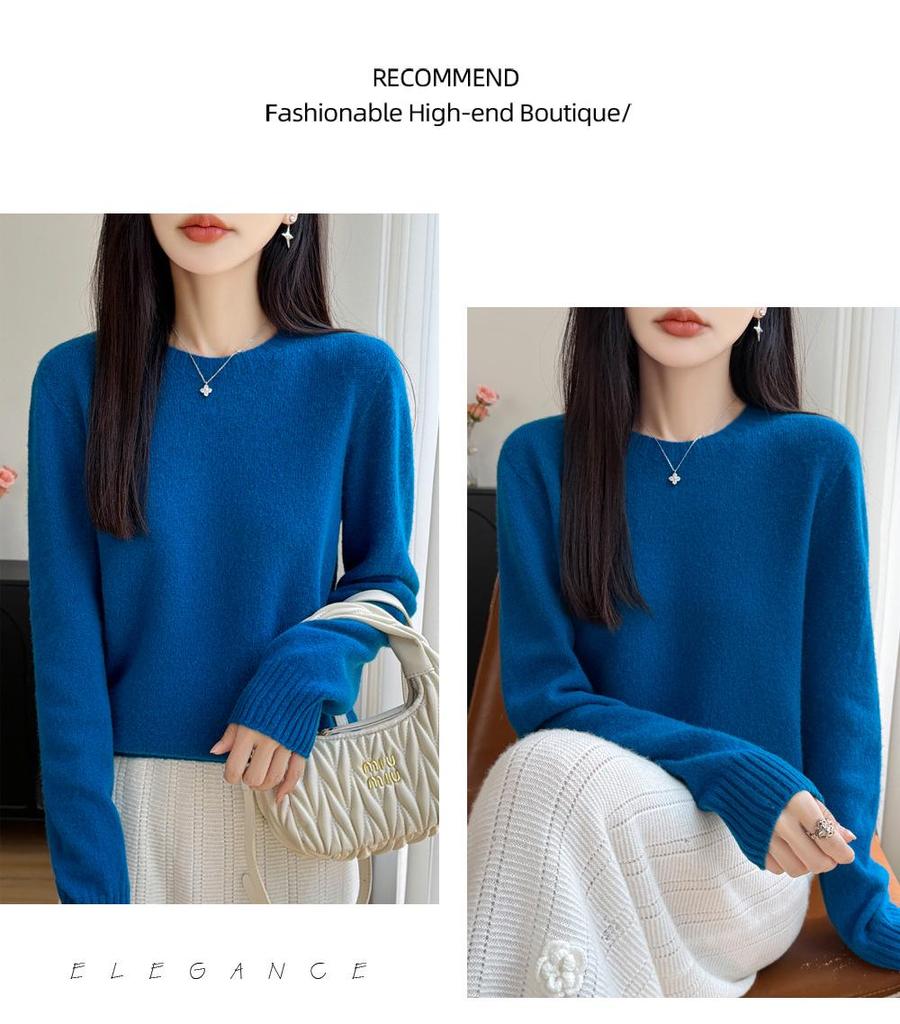 Thick Knit Wool Round Neck Seamless Sweater Dress – Comfortable, Close-Fitting, Versatile Base Layer for Autumn and Winter.