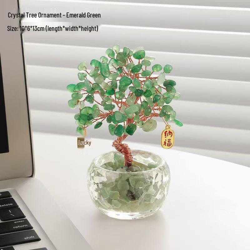 

Citrine and Amethyst Wealth Tree Feng Shui Desktop Ornament 6 Branches