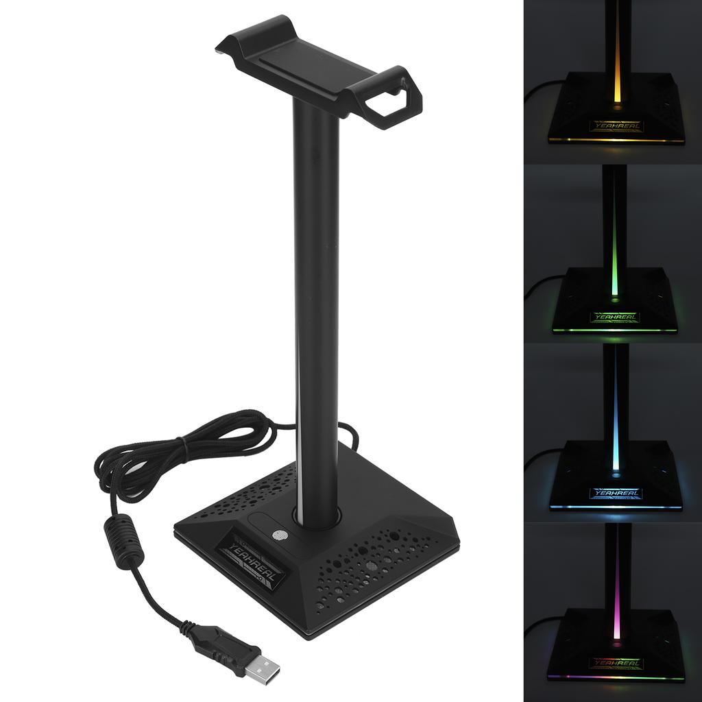 Light Effect Touch Headset Bracket Dimming RGB with Dual USB Interface 3.5mm Audio