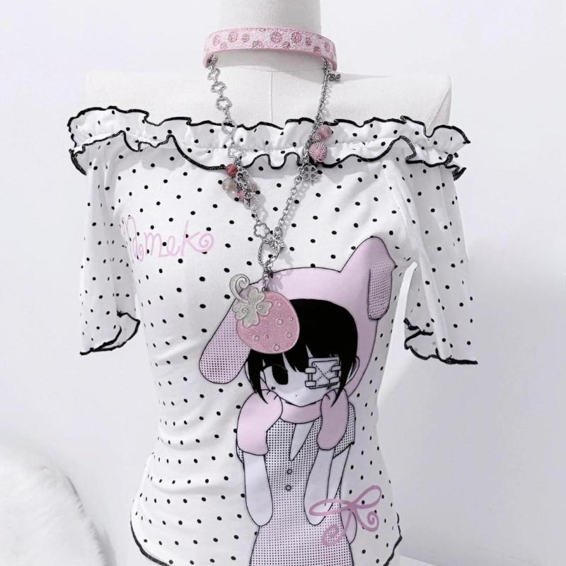 Kawaii T-shirt Chic Subculture Japanese T Shirt Women Casual Y2k Crop Top Outwear Tees for Girls Harajuku Outwear Korean Fashion