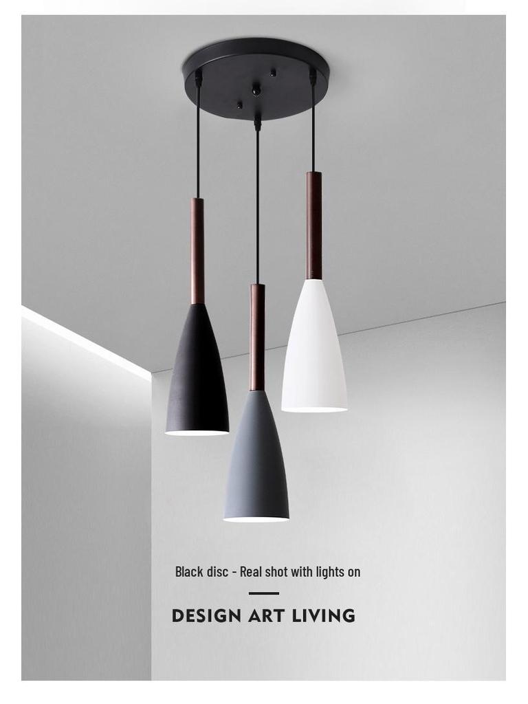 Nordic Modern Triple Pendant Light - Black, White, Grey for Dining, Bedroom, Bar