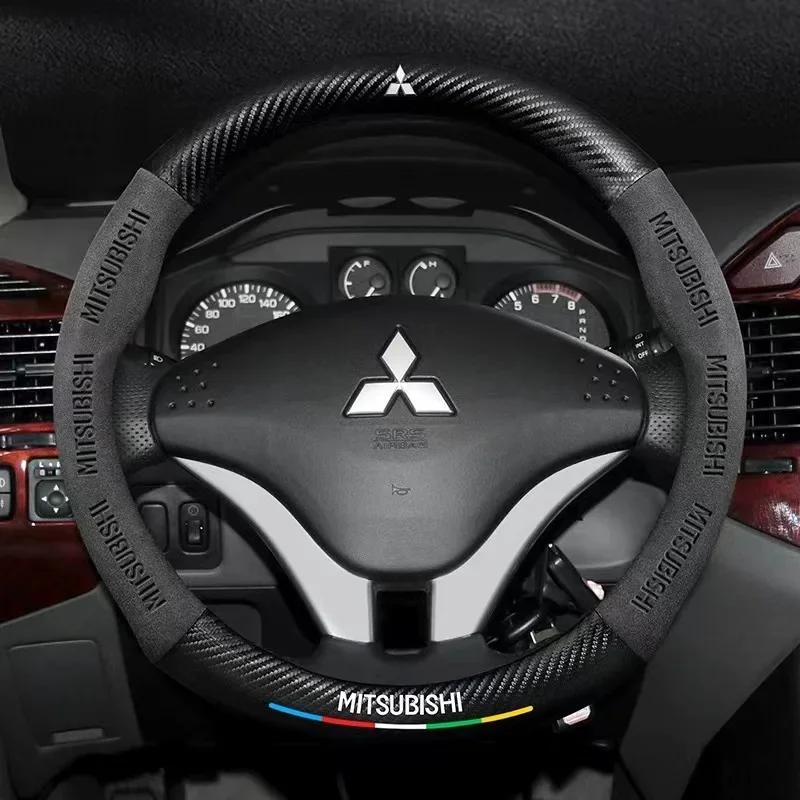 Wildleder Lenkradbezug Rutschfest Atmungsaktiv Lenkradbezug Innenzubehör für Mitsubishi Pajero Sport Lancer Outlander ASX L2