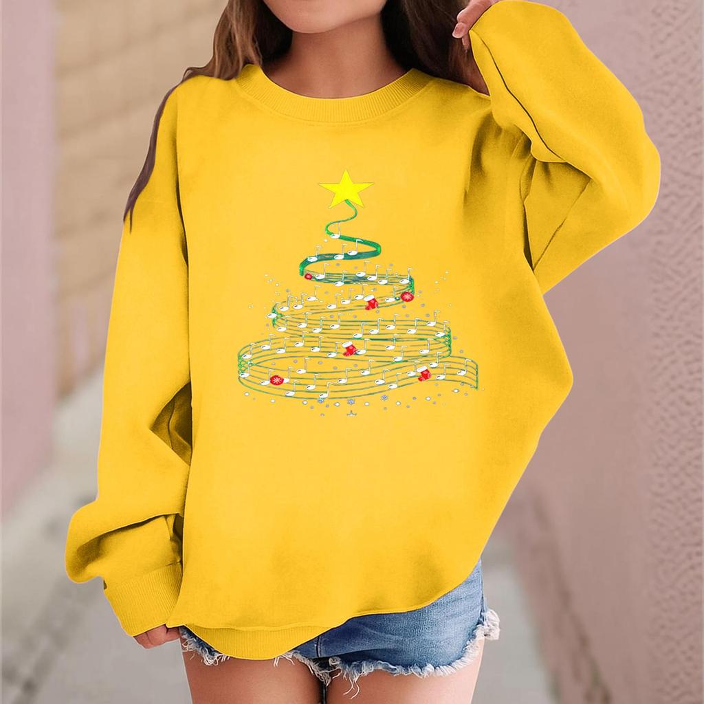 Children's Fashionable Casual Long-sleeved Loose Christmas Print Pullover Sweatshirt