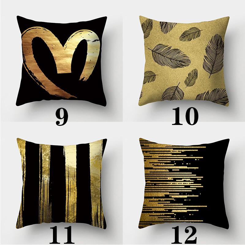 Black Gold Pattern Pillowcase Square Sofa Pillowcase Creative Pattern Cushion Cover