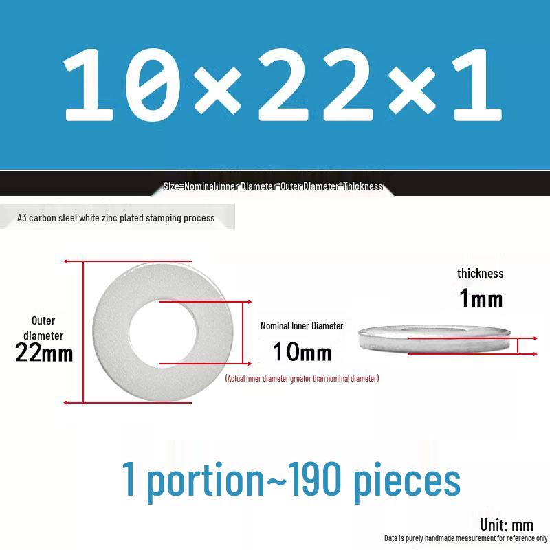 Extra Thick Galvanized Iron Flat Washer, Round, M3-M62