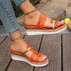 New foreign trade large size women's cool slippers summer European and American versatile slope heel Roman shoes women's platform loose shoes