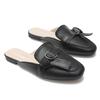 Fashion 2024 Summer Shoes Flat Slides Woman Solid Leather Mules Cover Toe Babouche Flip Flops Ladies Belt Buckle Slippers Female Sandals