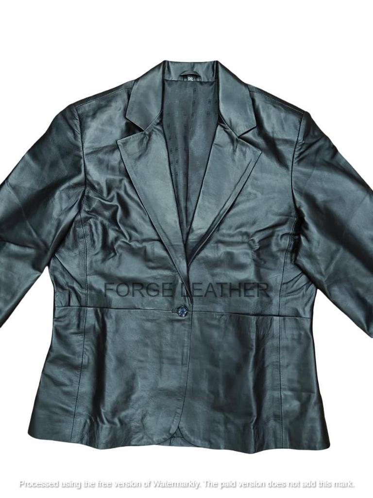 Real Lambskin Women's Leather Party Handmade Black Blazer Stylish Formal Designer