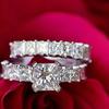 Xiaomi Huitan Princess Cut Square CZ Promise Rings 2Pcs/Set for Women Fashion Luxury Wedding Accessories High-Quality Female Jewelry