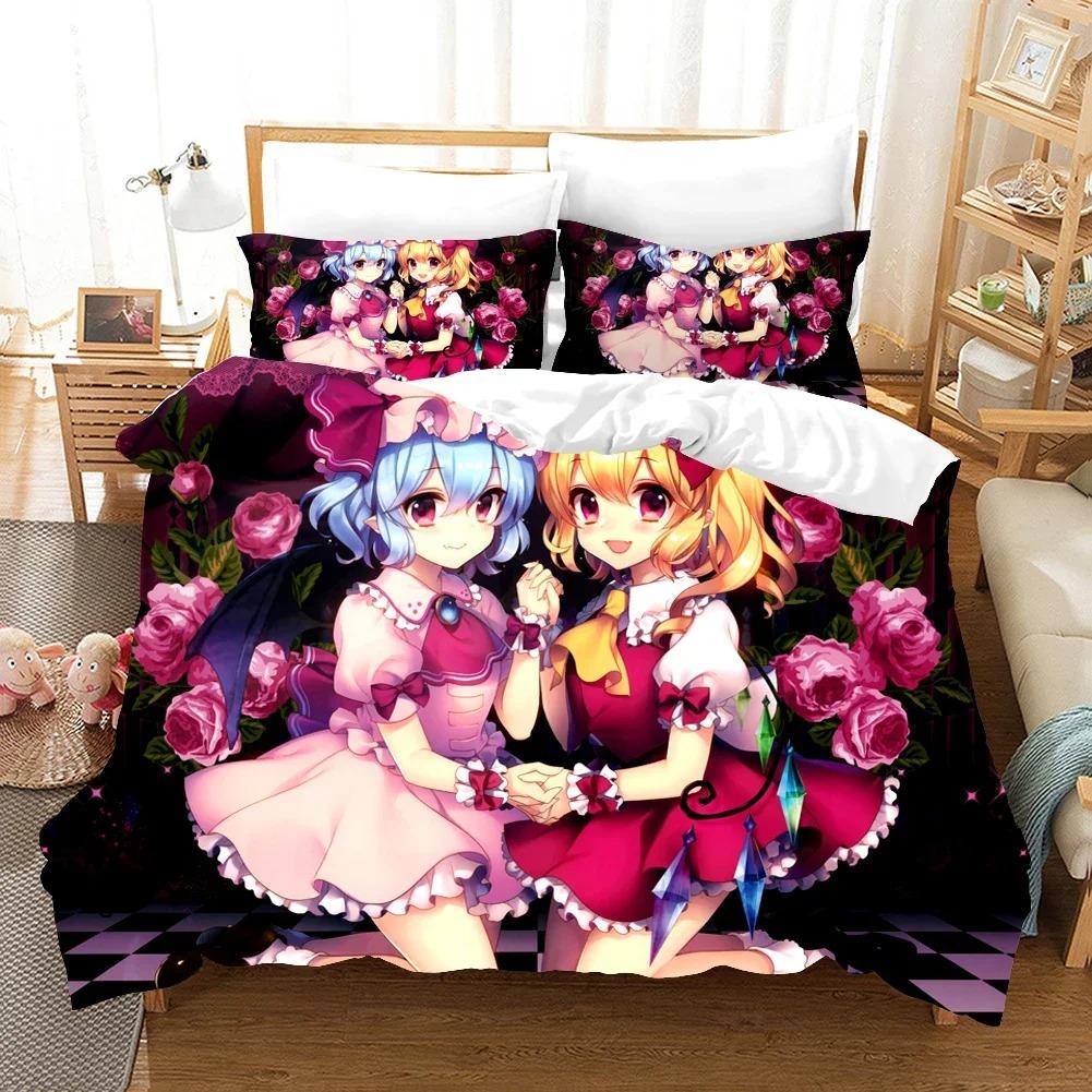 Conjunto de Cama Anime Menina Desenho Animado Moda Estampa 3D Edredom Luxo Queen King Solteiro Conjunto Capa de Edredom Decoração Têxtil para Casa Moderno