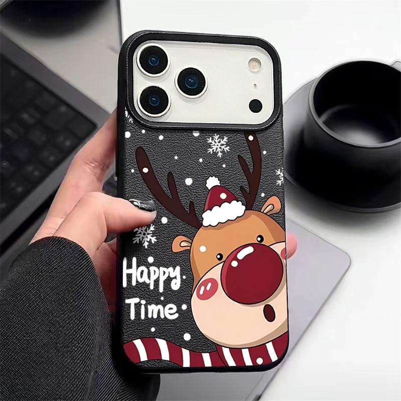 Husă Laser Drăguță cu Imprimeu Elan de Crăciun Pentru iPhone Air 17 16 15 14 13 12 Pro Max 16 15 Plus 13 17 Pro 11 Husă Hard Rezistentă la Șocuri