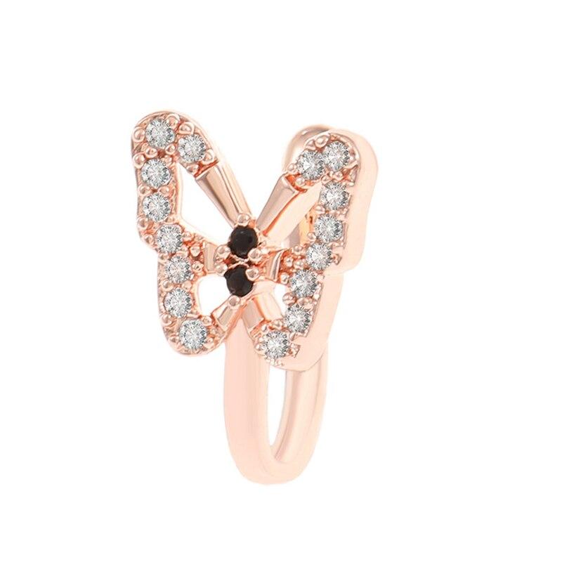 1pcs Imitation Nose Ring Suitable For Women Brass Embedded Zirconia Butterfly U Shaped Nose Stud No Hole Piercing Jewelry