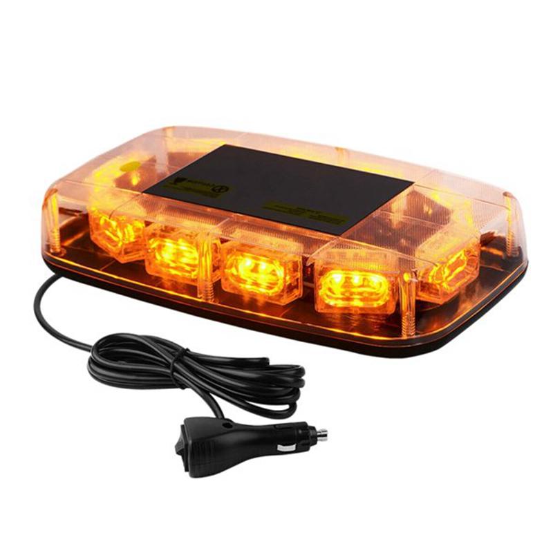 LED Strobe Light Bar Amber Lens Warning Hazard Flashing Lights Magnetic Mount For Emergency Construction Vehicles