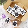 Cute Wooden Rubber Stamp Set with Nordic and House Perfect for Bridal and Made In Japan Designs, Owl, Leaf, Fish, Bird, Designs. Cards, Postcards,