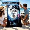 Custom Name Personalized Coraline Print Beach Towel, for Trip Camping Beach Party Home Decor, Birthday Gift for Family & Friends