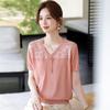Mamas Sommer-Bluse im chinesischen Stil aus Eis-Seide: Stilvolles kurzärmeliges T-Shirt für Damen, Tag der mittleren und älteren Generation, dünnes lockeres Oberteil