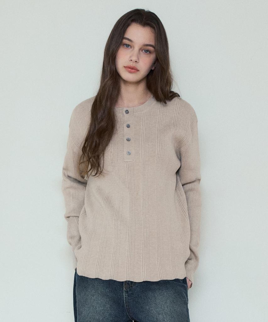 Wednesday Oasis For Woman W/Always Ribbed Henley Neck Washable Knit_4 Colors (Wc25_Kn04)