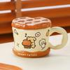 Creative Cartoon Animal Ceramic Mug with Lid - Cute Birthday Souvenir Coffee Cup for Girls