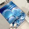 Polyester Beach-Themed Area Mat - Non-Slip Crystal Velvet Mat with Sea Shell and Starfish Design for Living Room, Bedroom, Entry