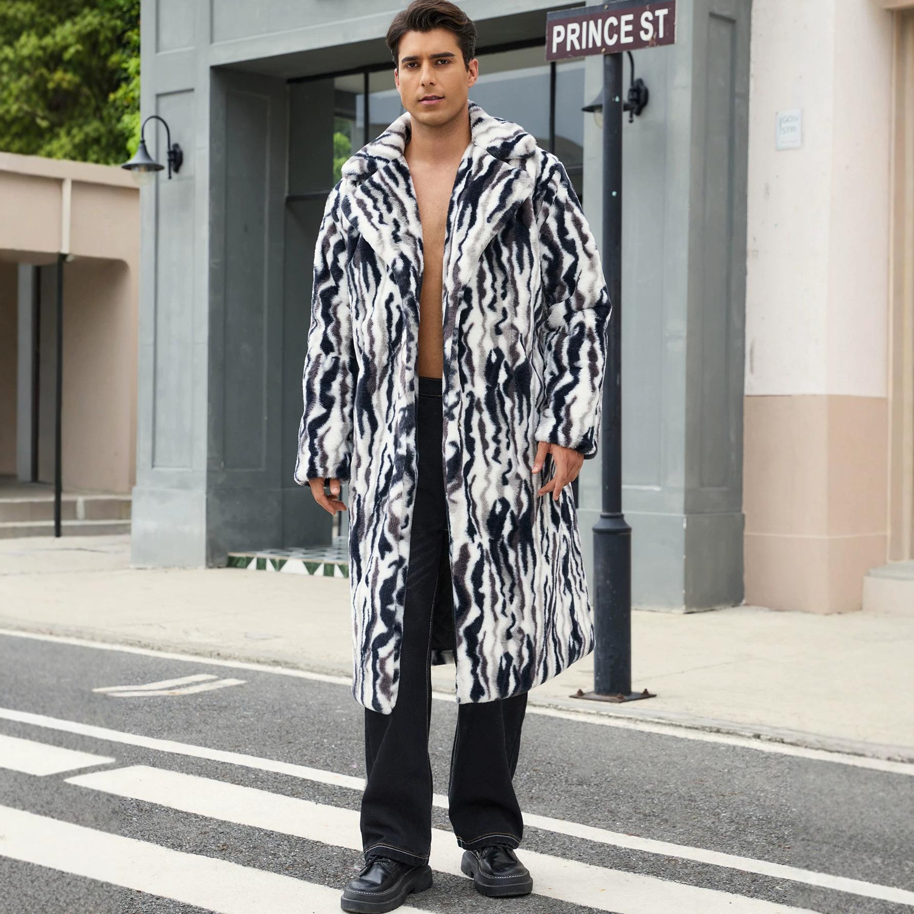 Men`s Casual Faux Fur Coat Winter
