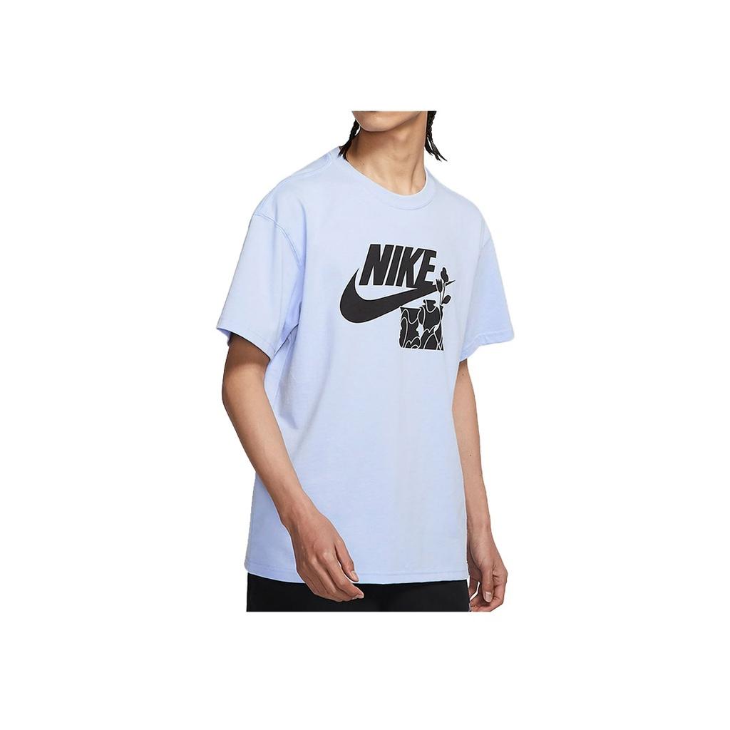 Nike Floral Letter Logo Print Casual Sports Short Sleeve T-Shirt Men Tops Light-Blue DQ1009-548