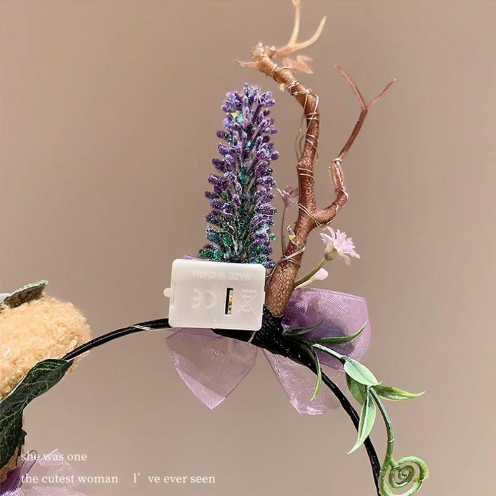 Plush LED Christmas Headband Glowing Elk Hair Hoop Elk Antlers Headband Glitter Santa Glowing New Year Headband LED Light Toy