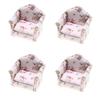 Miniature Flower Print Sofa Figurine For Doll House Wood Single Couch Furniture for Adult and Kids Collectible Project