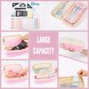 Cute Canvas Pencil Case Student Color Block Stationery Storage Bag Multifunctional Large Capacity Pen Bag Organizer Pouch