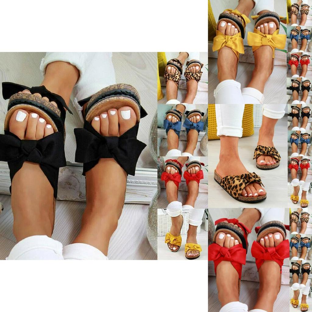 Women Flatform Bow Slides With Breathable Design For Summer Comfort**