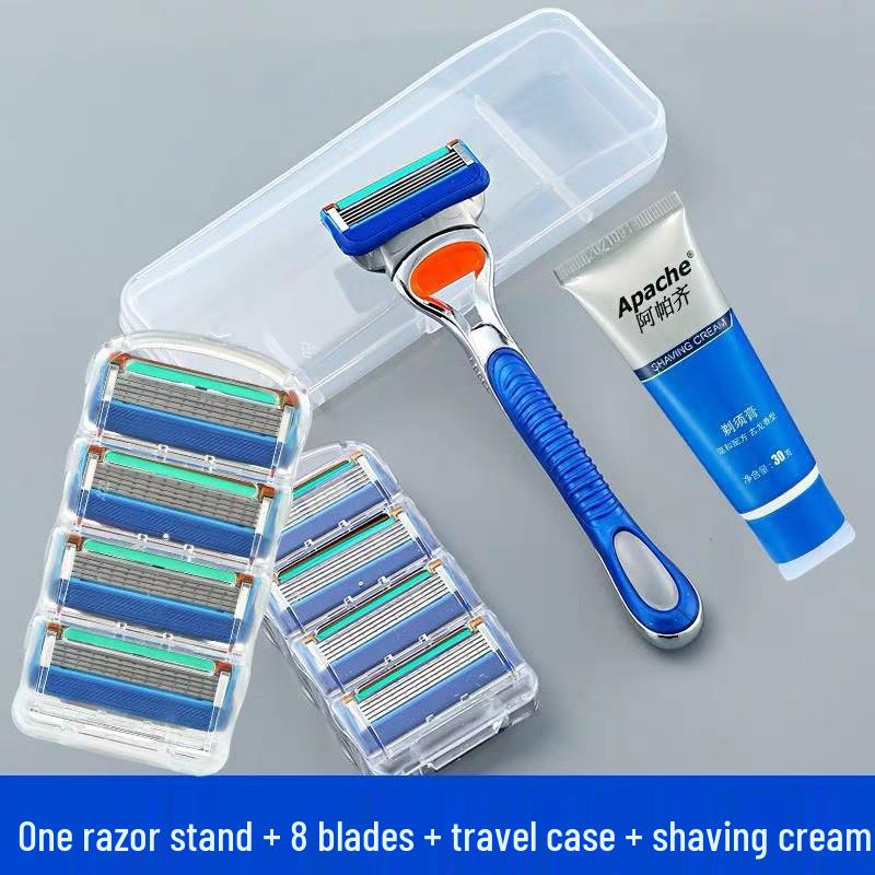 Traditional German Five-Blade Razor for Men - Manual Shaver, Old-Fashioned Beard Razor