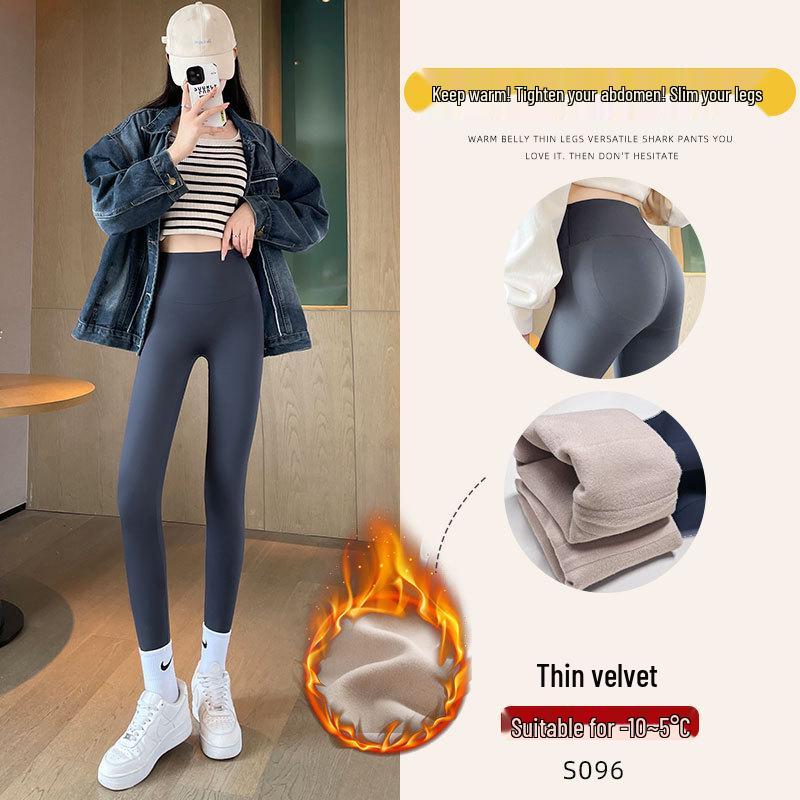 Women's Gray Barbie Yoga Pants - Fleece-Lined, Thick, Tight Leggings for Autumn/Winter 2025