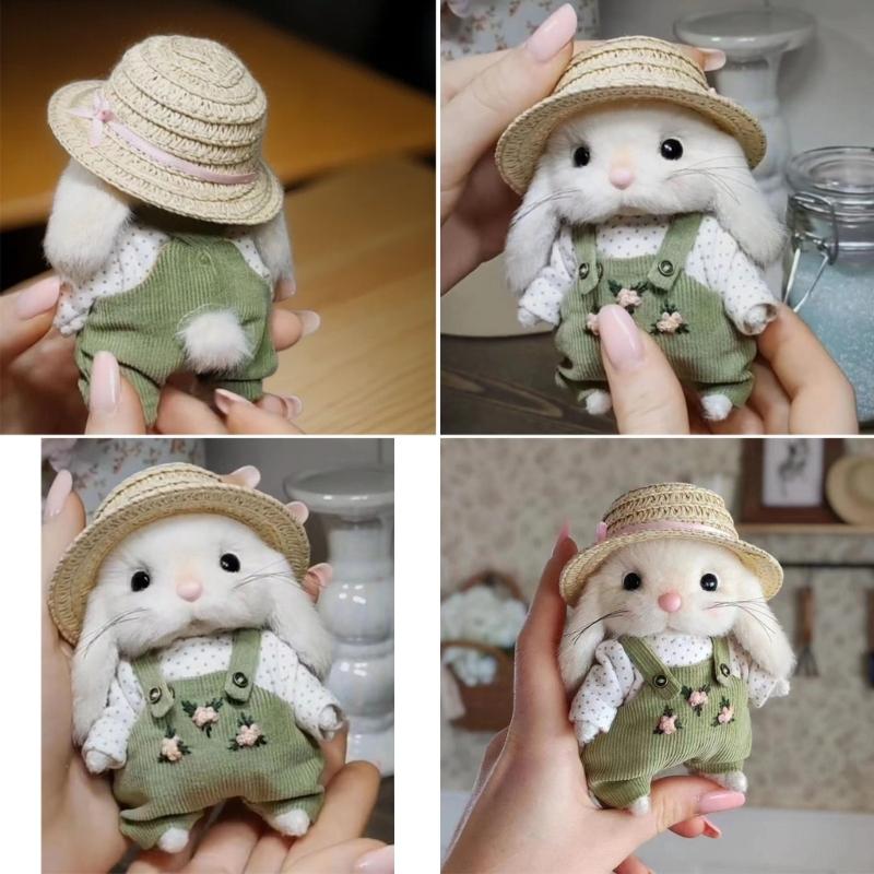 Chaveiro Feito à Mão Acessório de Bolsa Chaveiro Amuleto de Coelhos Jardineiros de Pelúcia Anéis de Chave Portáteis Ornamento de Bolsa