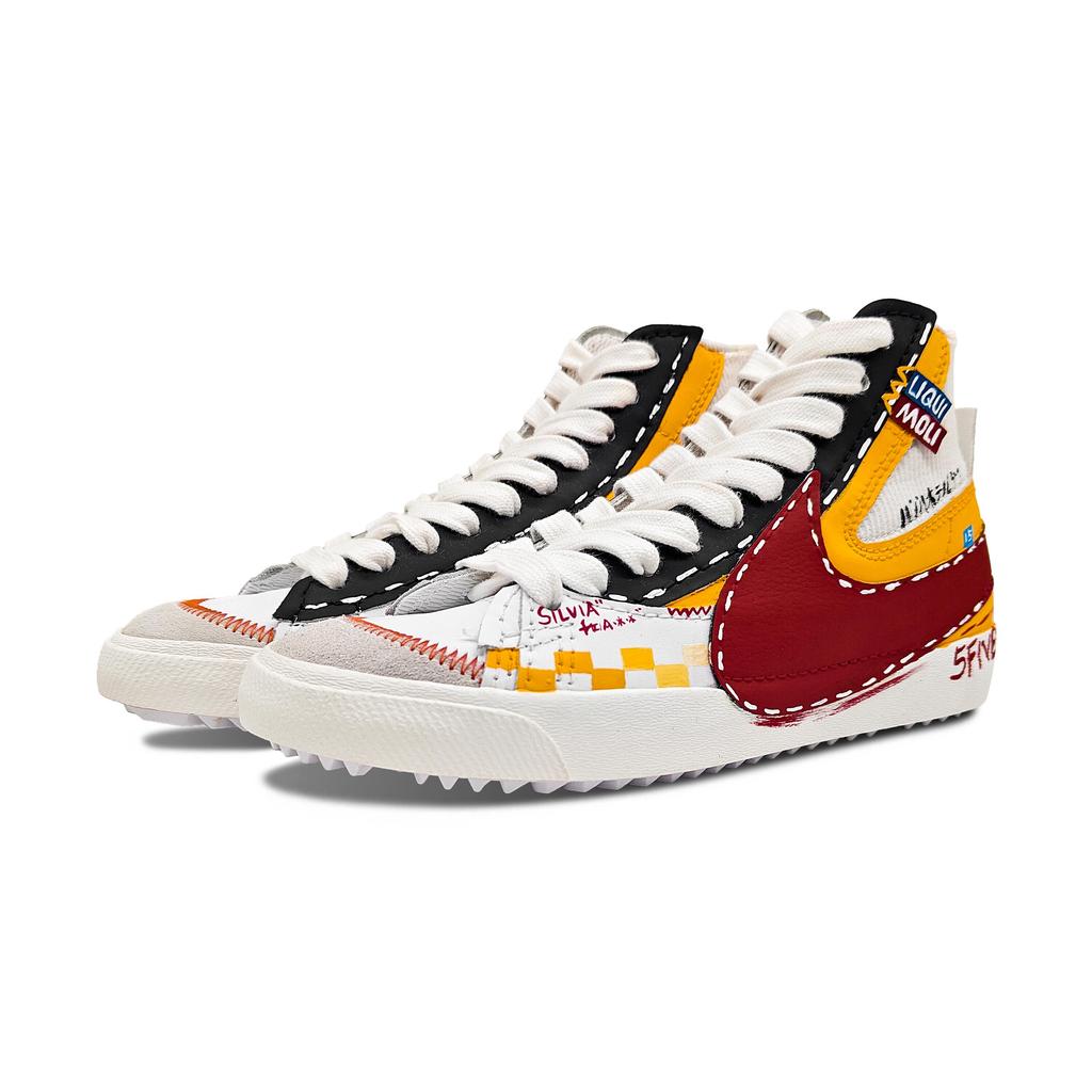 Nike Scarpe da Skateboard Blazer Antiscivolo Mid top Unisex Bianco Rosso DD3111-100(Team443-S15)