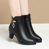 2024 Autumn Winter New High-heeled Short Boots Women's Thick-heeled Ankle Boots High Heel Shoes Warm Plush Boots