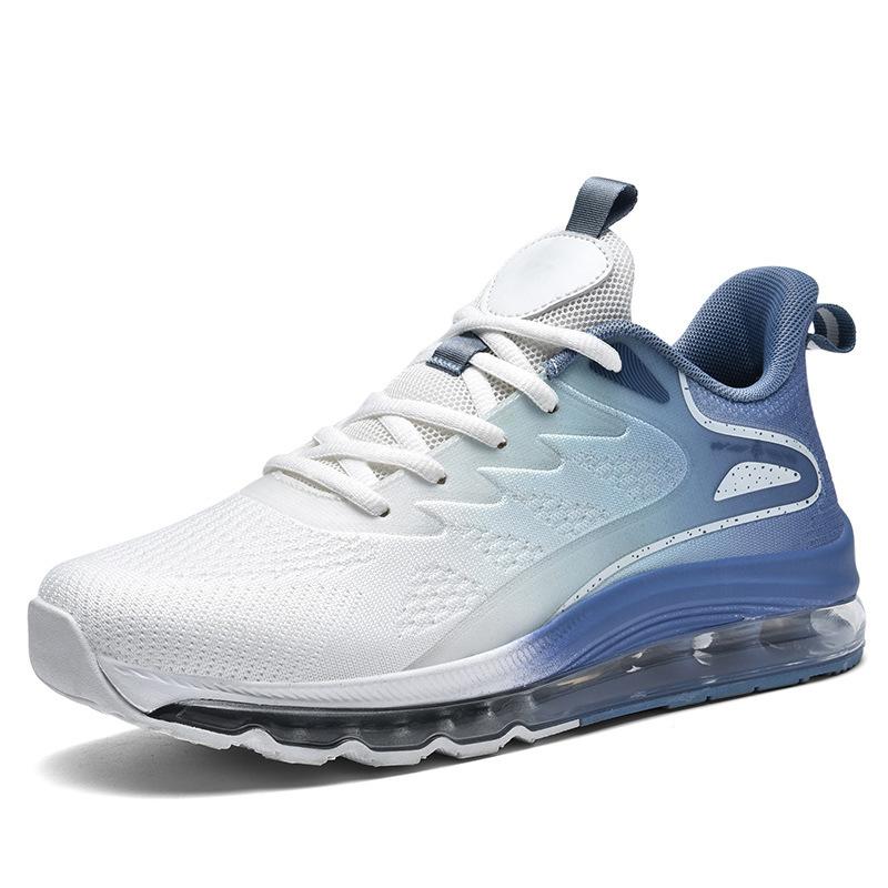 Sneakers Men's Autumn and Winter New Full-palm Air Cushion Mesh Breathable Running Shoes Thick-soled Shock-absorbing Air Cushion Shoes