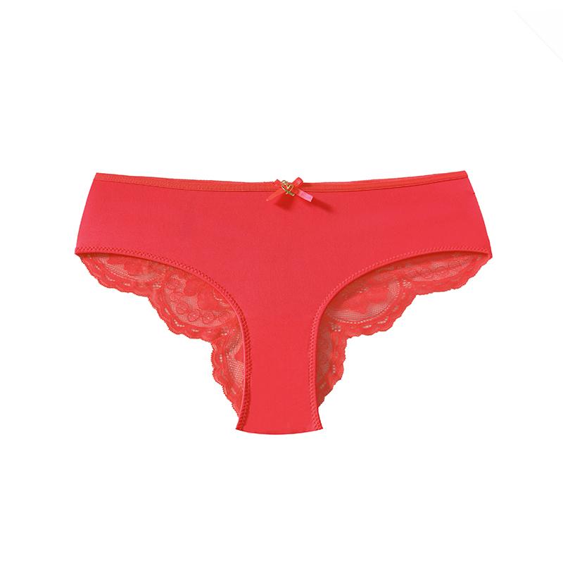 TERMEZY Ladies' Sexy Ice Silk Patchwork Panties Heart‑Shaped Buckle Cutout Lace Underpant Thin Breathable Solid Color Hipster Briefs