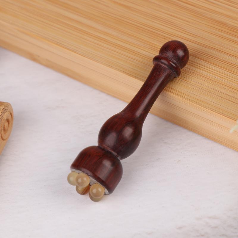 1Pcs Sandalwood Eye Massage Stick Five Beads Lotus Seedpod Face Massage Tools Gua Sha Face Skin Care Massager Reduce Puffiness