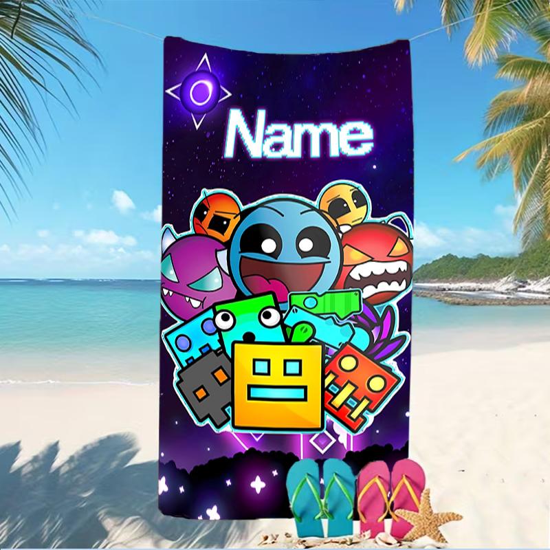Customizable Personalized Beach Towels Geometry Dash Themed designs.Suitable for the Beach, Yoga, Sports;ideal As Beach Accessories