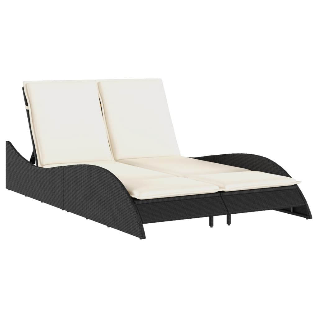 Vidaxl Leżanka Z Poduszkami, Czarna, 114X205X73 Cm, Polirattan