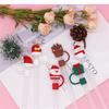 Silicone Straw Cap Christmas Santa Straw Plug Tips Cover Reusable Straw Toppers Dustproof Drinking Lids for Tumblers