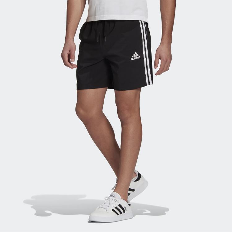 Adidas 3-Stripes Letter Fit Mid-Waist Drawstring With Side Pockets Straight Casual Shorts Men Bottoms Black GL0022