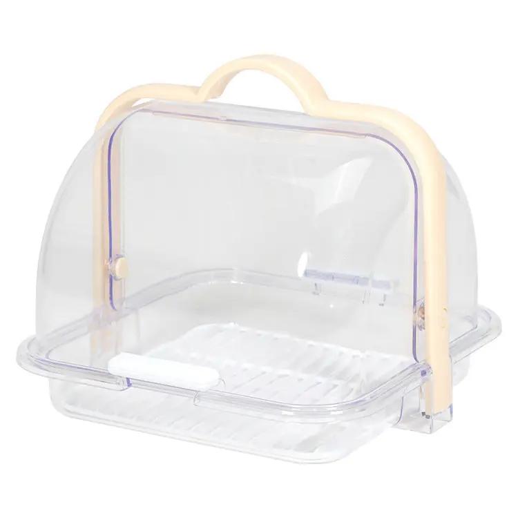 1pc Multi Purpose Transparent Storage Box Bread Tableware Spoon  Bin Portable Sealed Food Drain Rack Cleaning Box