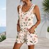Sleeveless Pocket Tank Romper For Plus Size Women