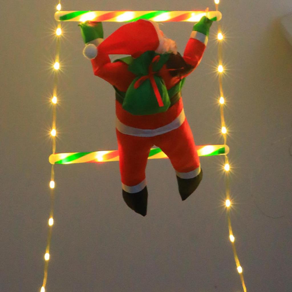 Santa Claus Climbing Ladder Christmas String Lights
