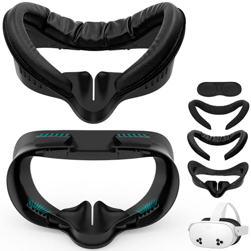 Quest 3s Applicable Soft PU Leather Foam Ice Silk Cotton Replacement Face Pad Sweat-proof and Breathable Mask Cover