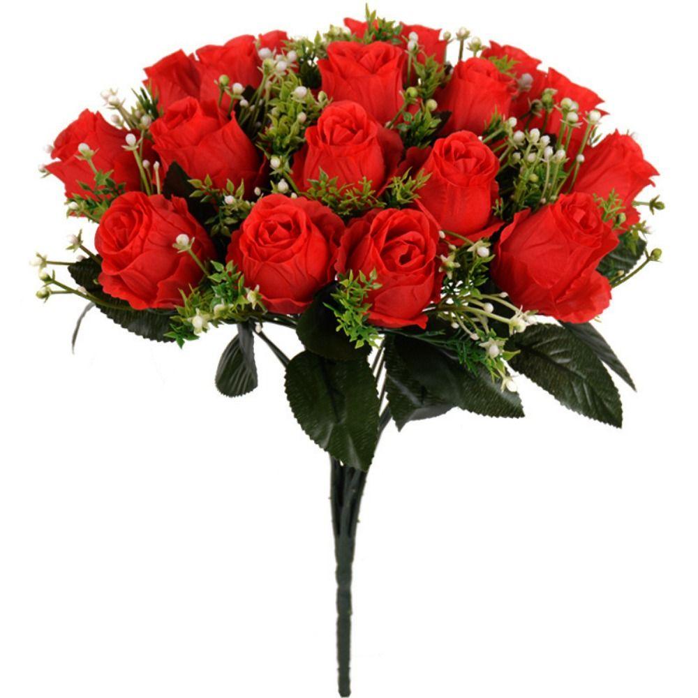 Mini Real Happy Flower 10 Colors Natural Simulated Rose Crystal Grass Bouquet  Home Decorative