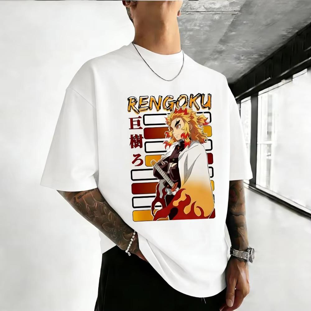 Unisex Pure Cotton Tshirt  Demon Slayer  Summer 2026 Harajuku Style Anime Print Loose Family Shortsleeved Top