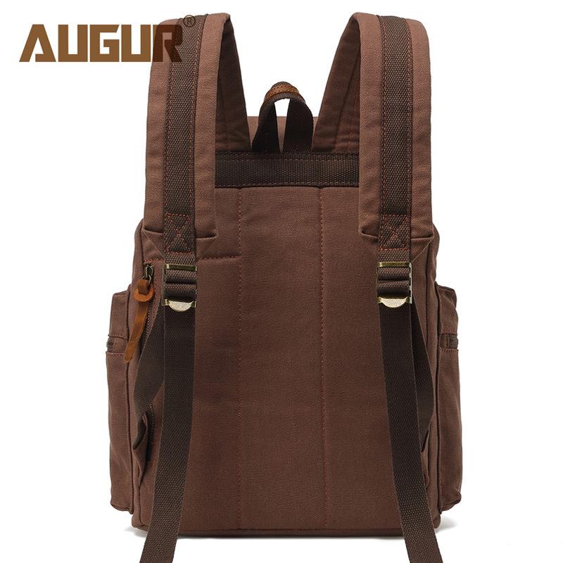 AUGUR Vintage Canvas Backpack for Men – Dual-Shoulder Laptop & School Bag